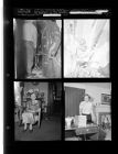 Fire; Mule, cart and car wreck; Mrs. James Brown has 91st Birthday; Woman cleans up after dust storm (4 Negatives (March 24, 1955) [Sleeve 41, Folder d, Box 6]